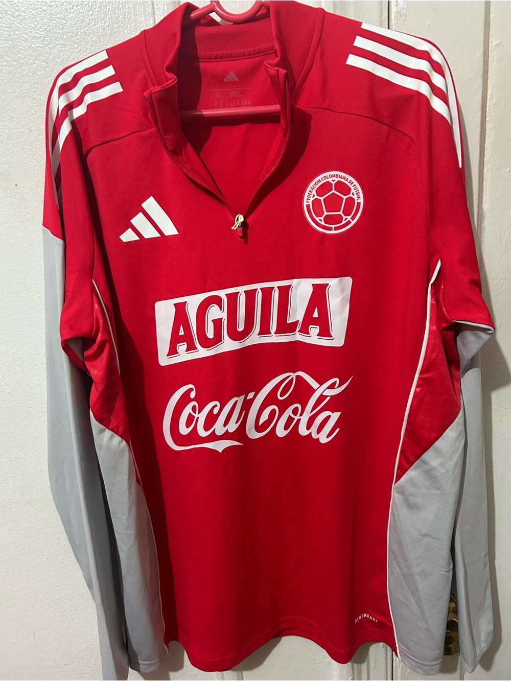 adidas Red Colombia Football Training Jacket with Team Crest